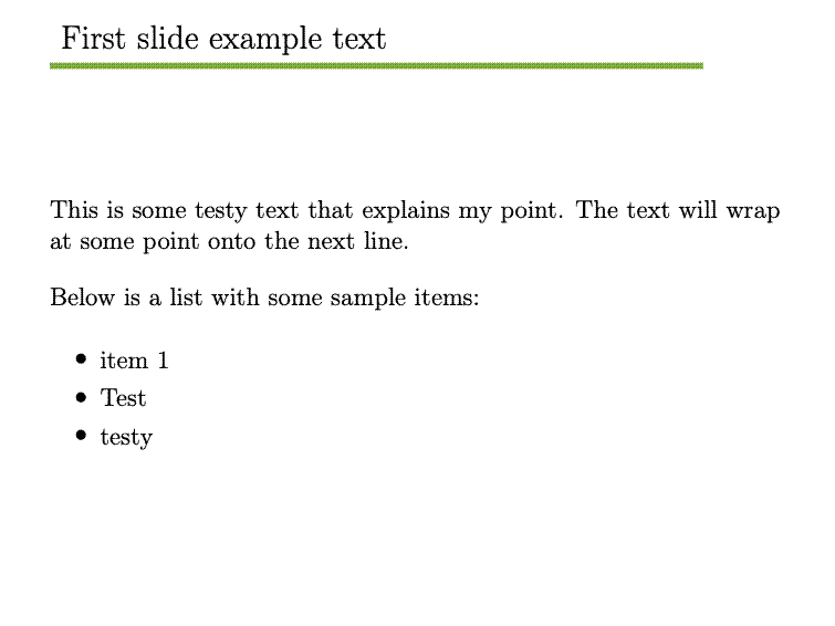 Beamer template text slide