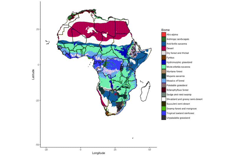 White's map of vegetation types in Africa