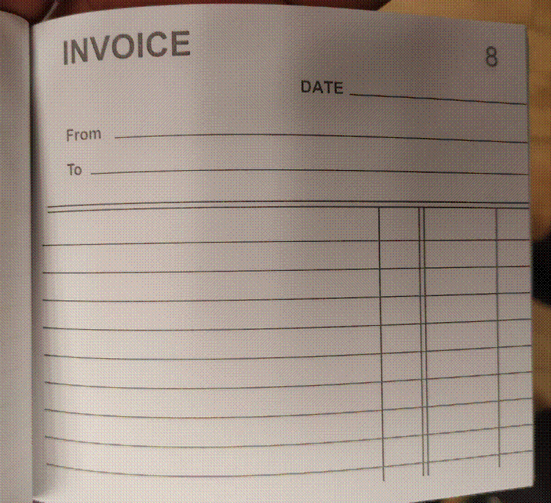 Example of a receipt book