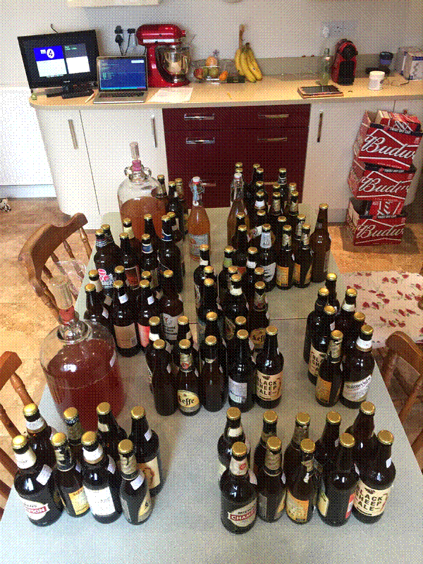 Filled bottles