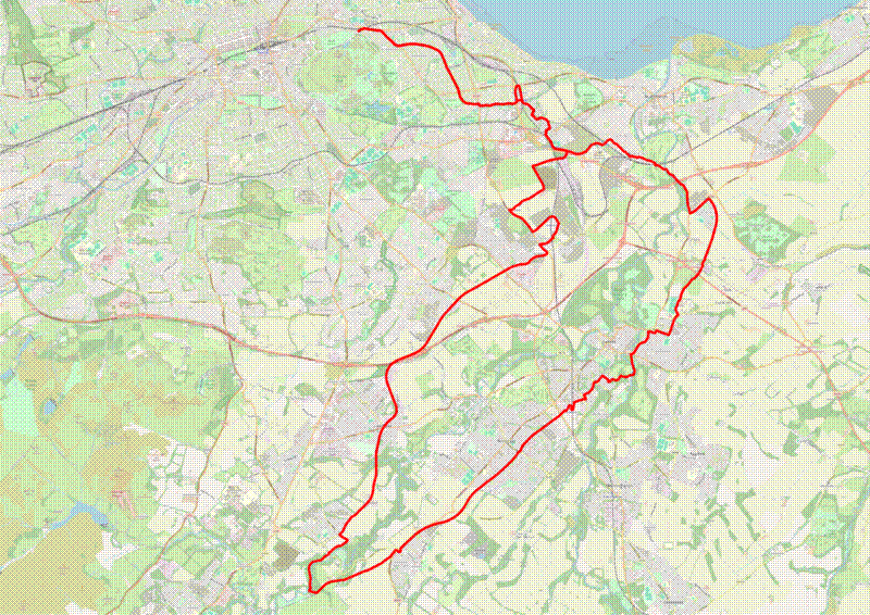 Map of the Musselburgh to Roslin route.