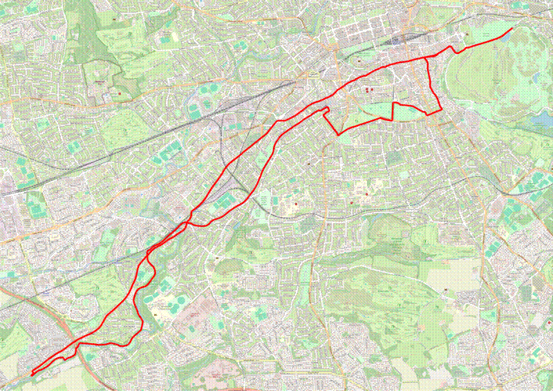 Map of the Slateford and Balerno cycle path route.