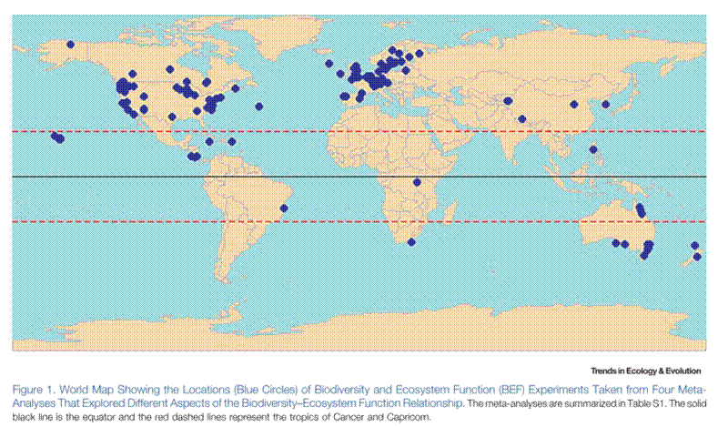 World map of studies of the BEFR