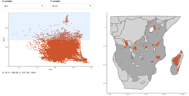 Screenshot of the app with a dry and wet region selected.